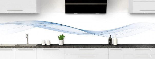 Crédence de cuisine Vague graphique couleur bleu azur panoramique