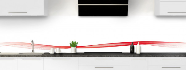 Crédence de cuisine Vague graphique couleur rouge vif dosseret motif inversé