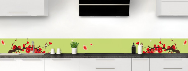 Crédence de cuisine Cerisier japonnais couleur vert olive dosseret