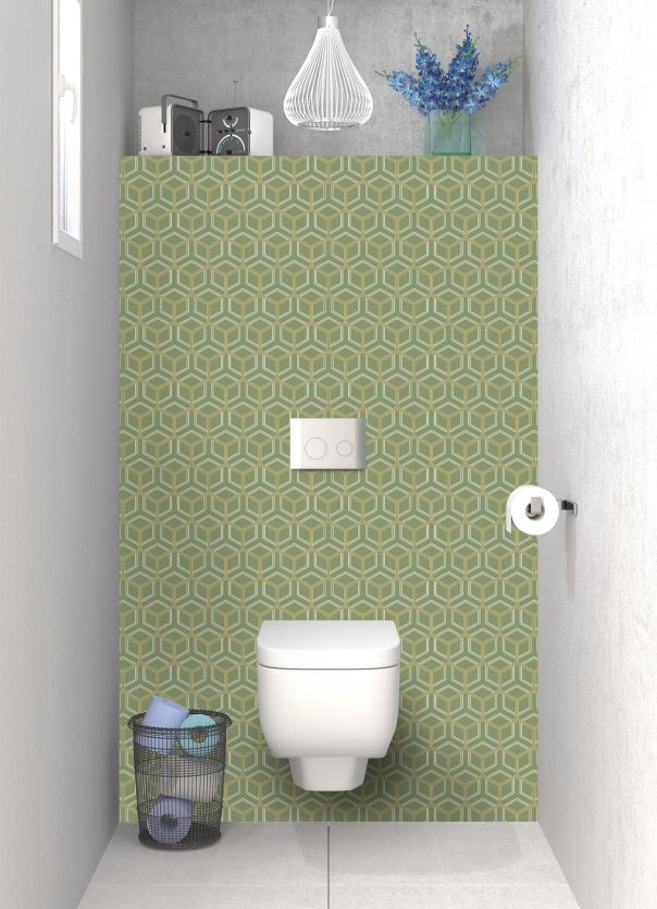 Panneau WC Mailles doré couleur Vert sauge