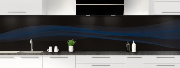 Crédence de cuisine Lignes design couleur Bleu nuit panoramique motif inversé