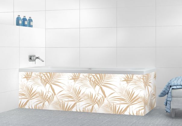 Panneau tablier de bain Feuilles tropicales couleur Coquille d'oeuf