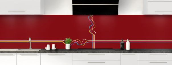 Crédence de cuisine Light painting couleur Rouge grenat panoramique motif inversé
