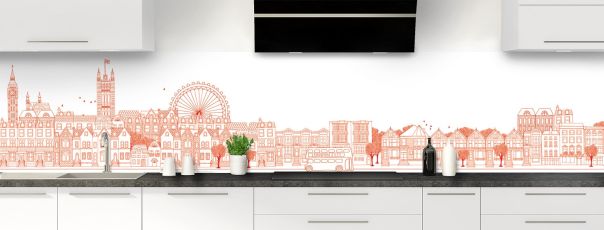 Crédence de cuisine Londres couleur Rouge vermillon panoramique