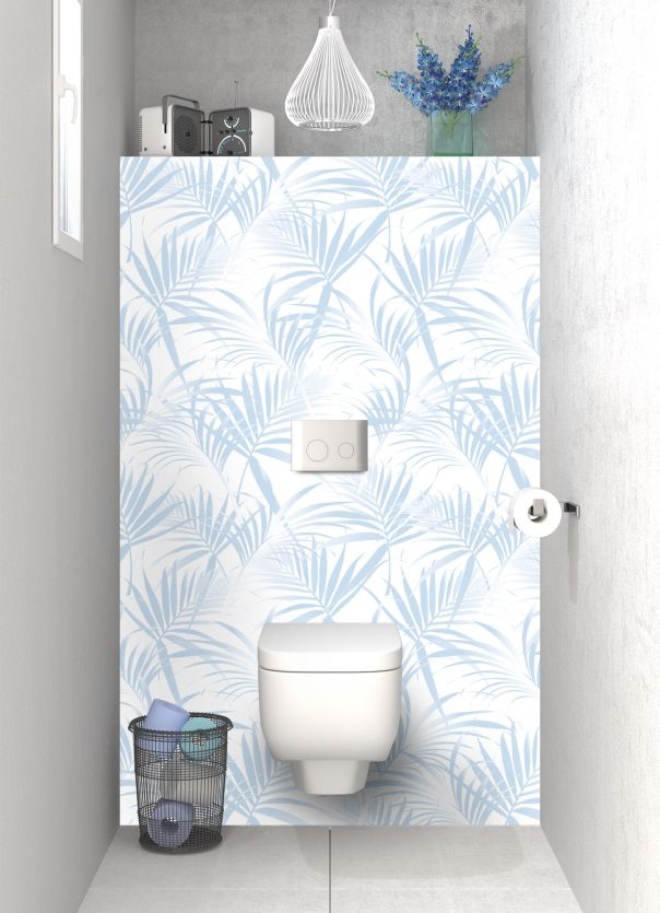 Panneau WC Feuilles tropicales couleur Bleu dragée