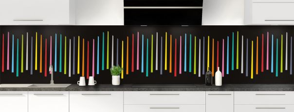 Crédence de cuisine Barres colorées couleur Noir panoramique motif inversé