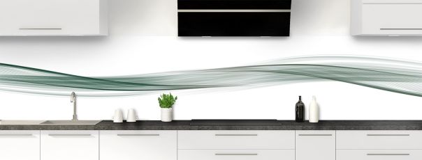 Crédence de cuisine Vague graphique couleur Vert jade panoramique