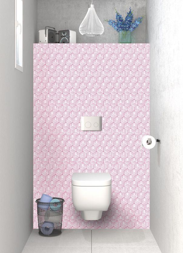 Panneau WC Cubes rayés  couleur Saphir rose