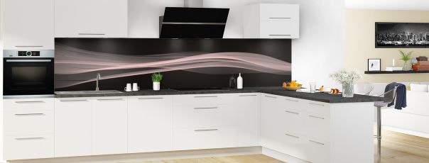 Crédence de cuisine Lignes design couleur Quartz rose panoramique en perspective