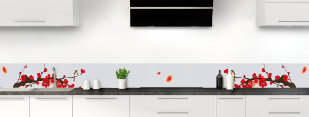 Crédence de cuisine Cerisier japonnais couleur gris clair dosseret motif inversé