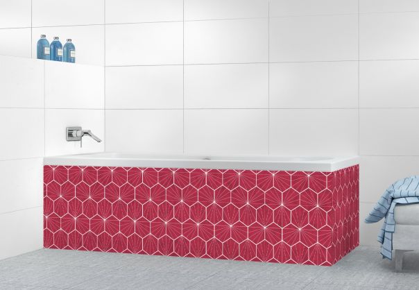 Panneau tablier de bain Carreaux de ciment hexagonaux couleur Rose grenade