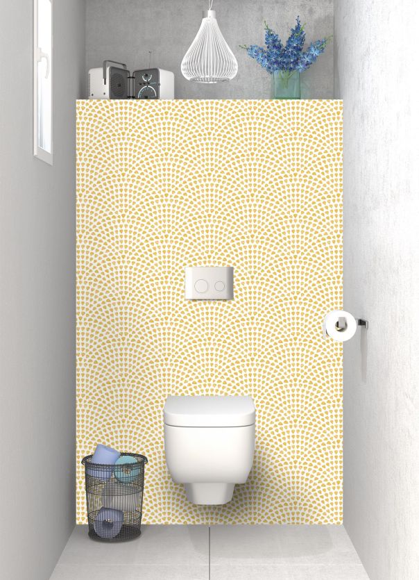 Panneau WC Mosaïque petits cœurs couleur Curcuma