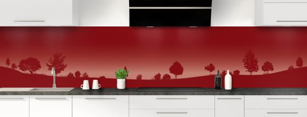 Crédence de cuisine Paysage couleur Rouge grenat panoramique motif inversé