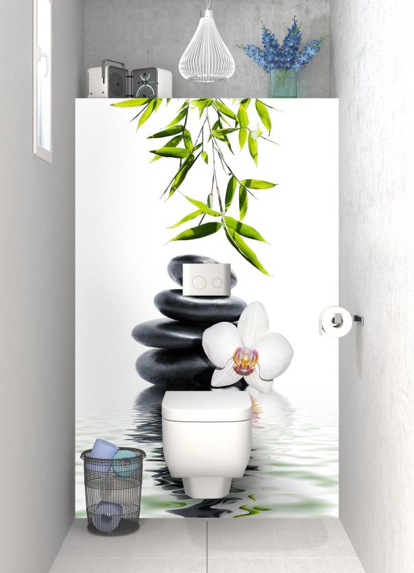 Panneau WC Orchidée et galets