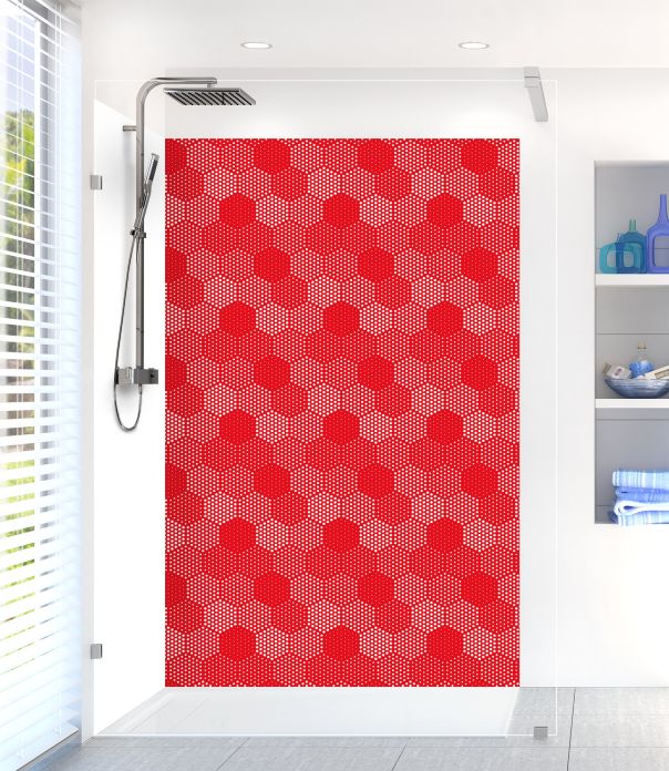 Panneau de douche Camaïeu hexagone couleur Rouge vermillon