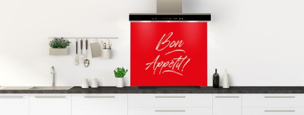 Crédence de cuisine Bon appétit couleur Rouge vermillon fond de hotte