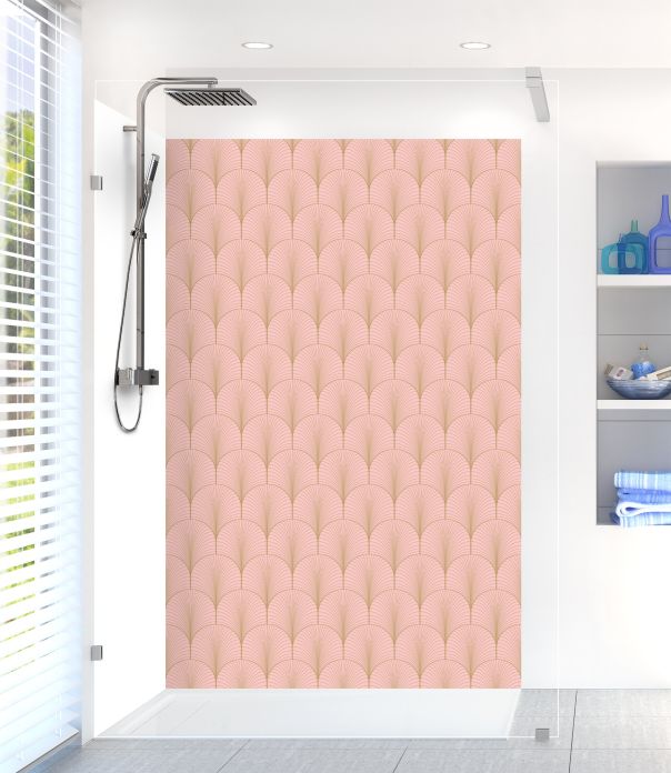 Panneau de douche Seigaihas doré couleur Quartz rose