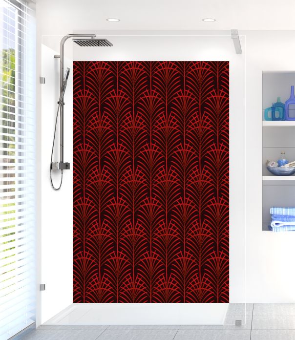 Panneau de douche Feuilles de palme couleur Rouge vermillon