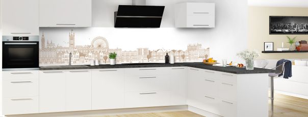 Crédence de cuisine Londres couleur Cannelle panoramique en perspective