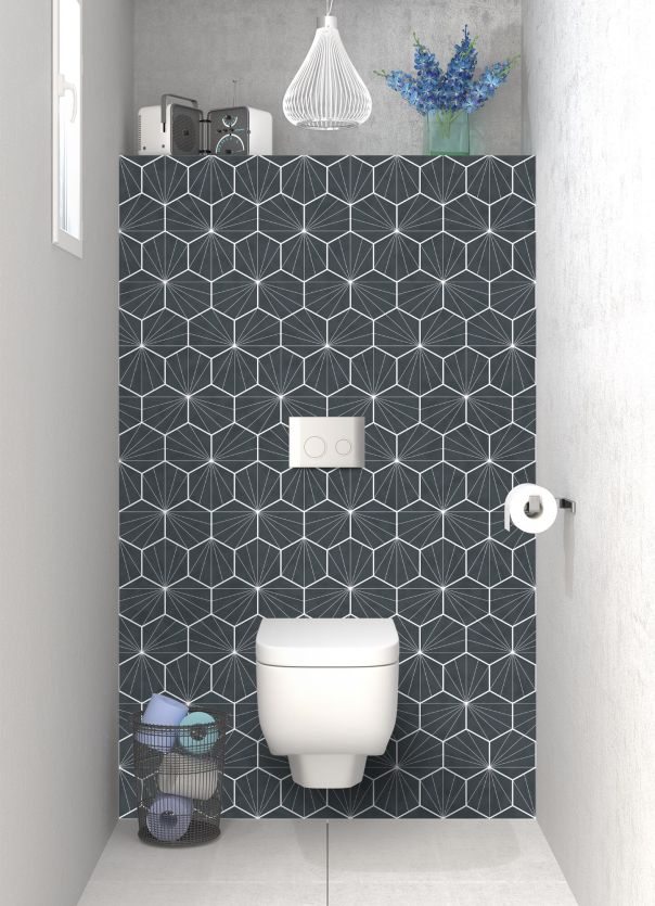 Panneau WC Carreaux de ciment hexagonaux couleur Gris anthracite
