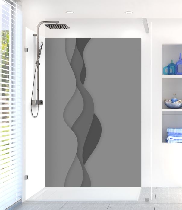 Panneau de douche Vagues couleur Gris pierre motif inversé