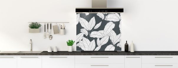 Crédence de cuisine Feuilles couleur couleur Gris anthracite fond de hotte motif inversé