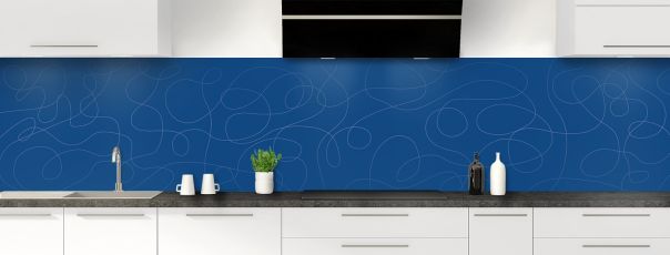 Crédence de cuisine Gribouillis couleur Bleu électrique panoramique