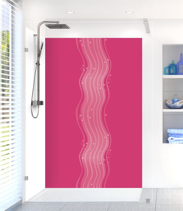 Panneau de douche Vagues design couleur Saphir rose