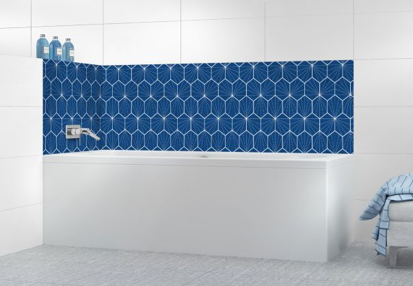 Panneau de bain Carreaux de ciment hexagonaux couleur Bleu électrique
