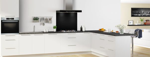 Crédence de cuisine Noir mat fond de hotte en perspective