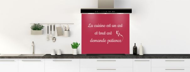 Crédence de cuisine Citation  couleur Rose grenade fond de hotte