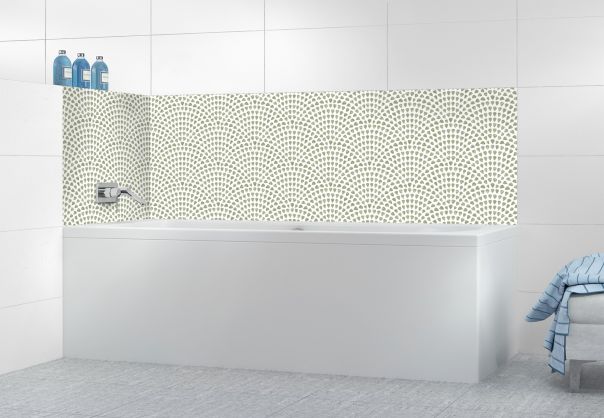 Panneau de bain Mosaïque petits cœurs couleur Vert sauge