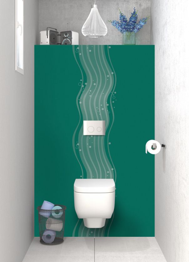 Panneau WC Vagues design couleur Vert jade