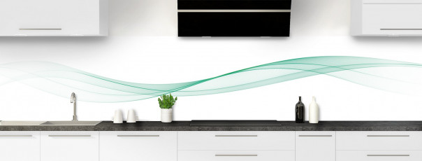 Crédence de cuisine Vague graphique couleur vert pastel panoramique motif inversé