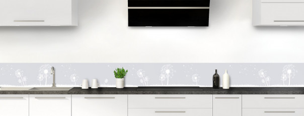 Crédence de cuisine Pissenlit au vent couleur gris clair dosseret motif inversé