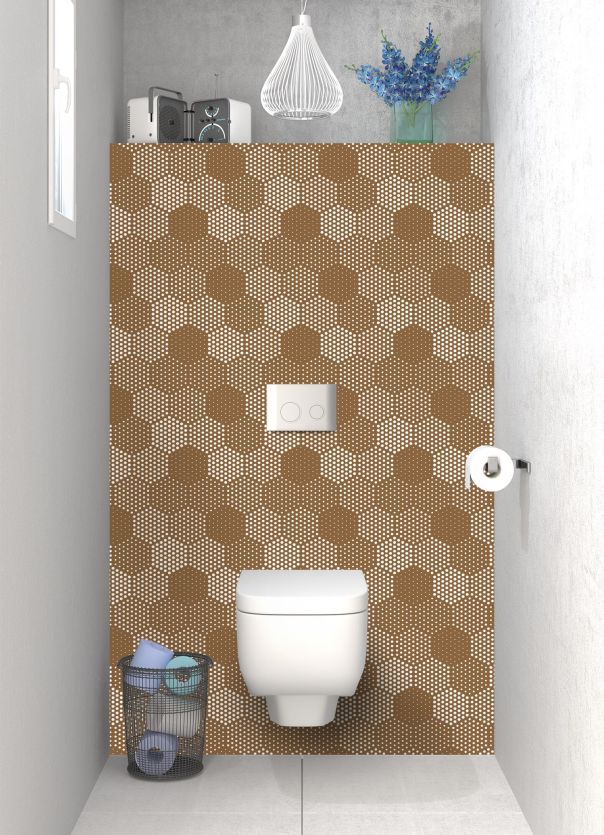 Panneau WC Camaïeu hexagone couleur Cannelle