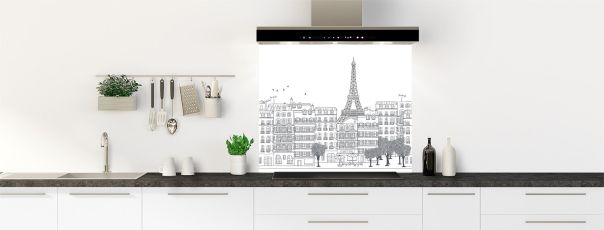 Crédence de cuisine Paris couleur Gris anthracite fond de hotte motif inversé