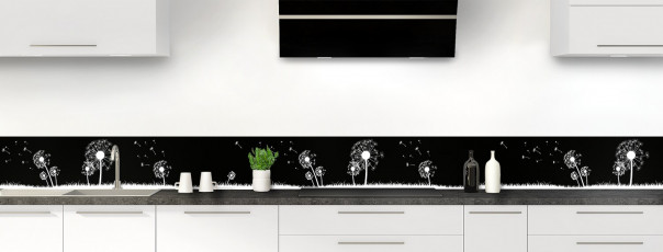 Crédence de cuisine Pissenlit au vent couleur noir dosseret motif inversé