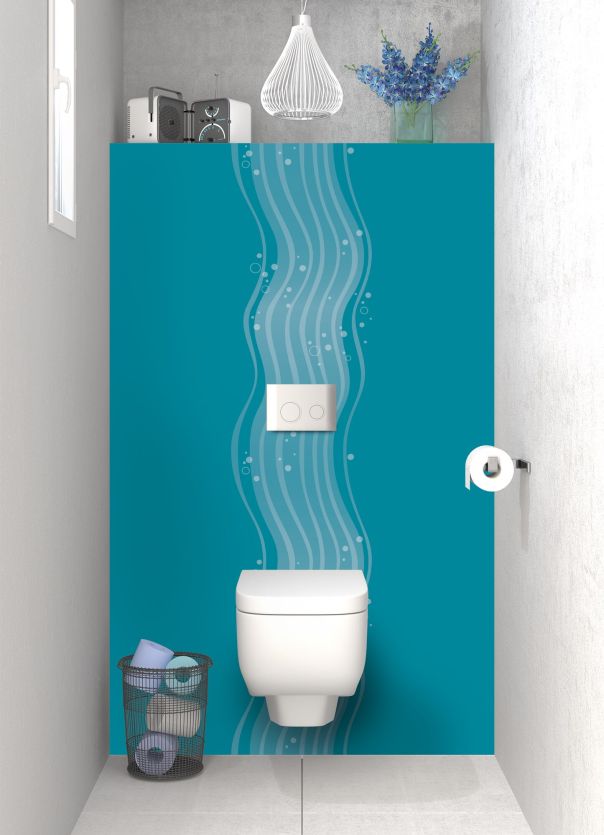 Panneau WC Vagues design couleur Bleu paon