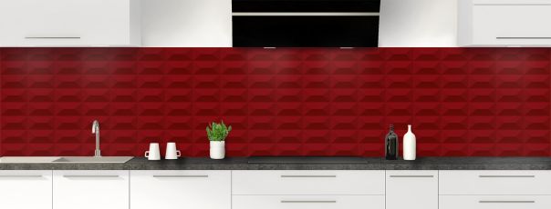 Crédence de cuisine Briques en relief couleur Rouge grenat panoramique