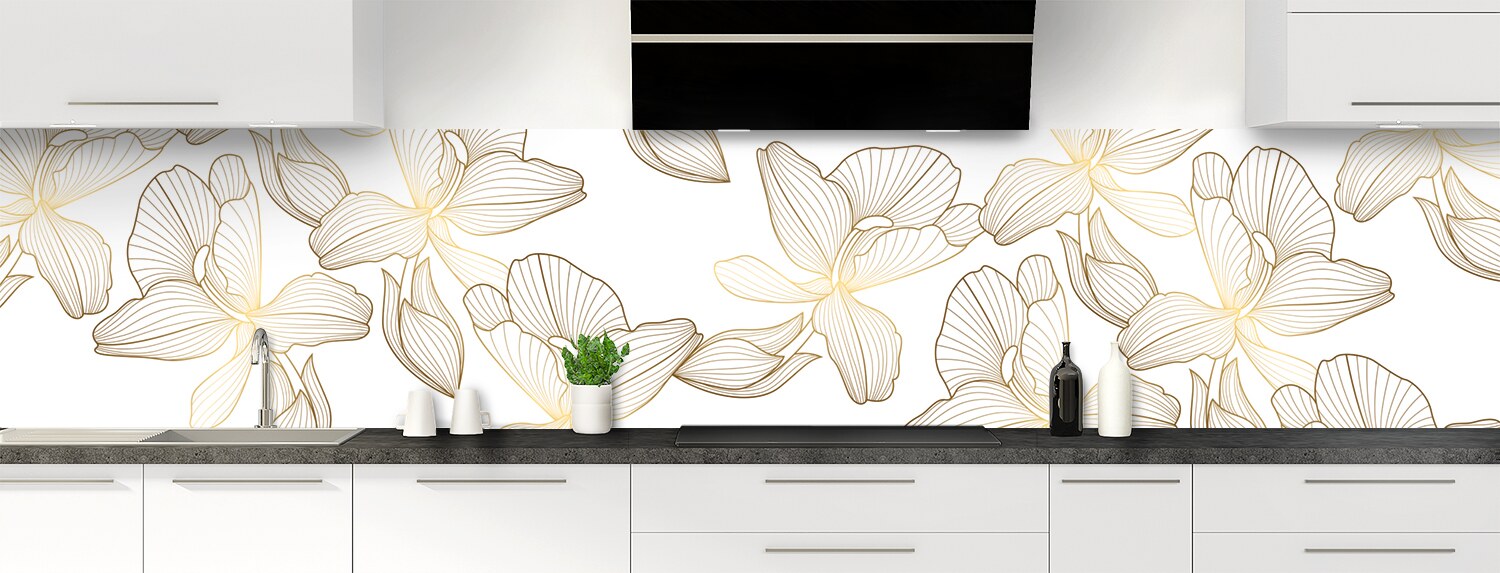 Crédence Cuisine En Verre 100x50 Cm Motif Floral Fleur Blanc - Marque Tulup - Neuf Sous Emballage
