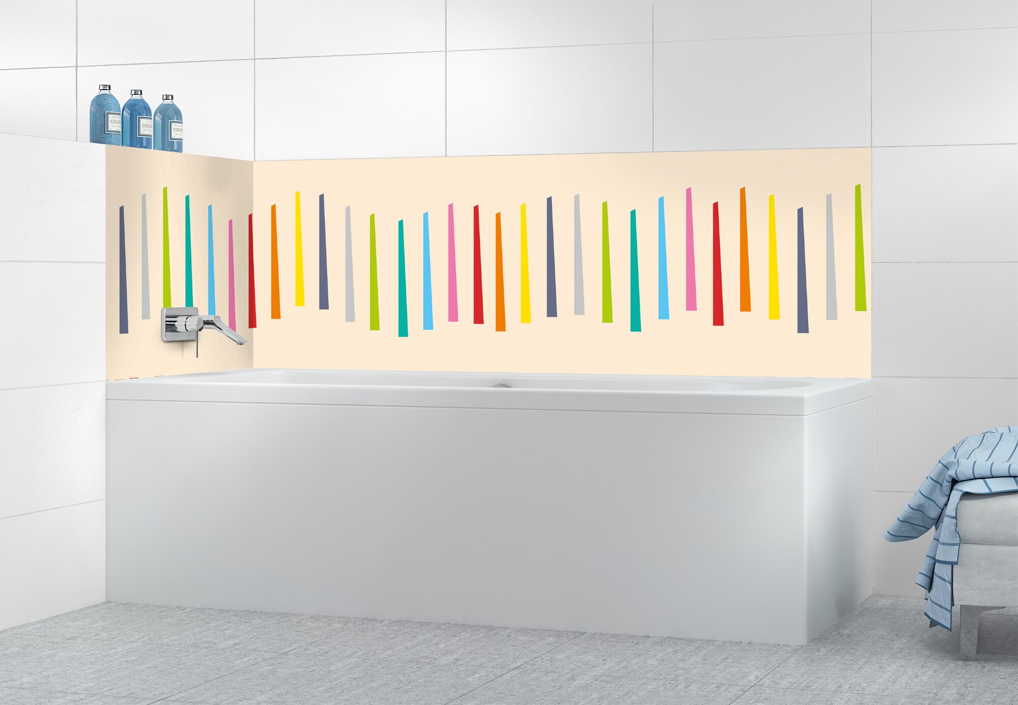 Revêtement mural toilette Barres colorées, C-macrédence
