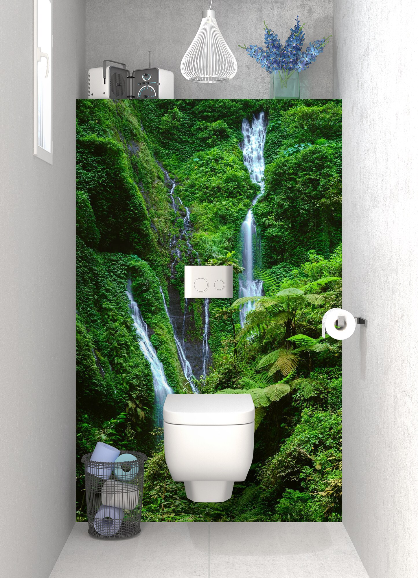 Revêtement mural toilette Cascade dans la jungle, C-macrédence