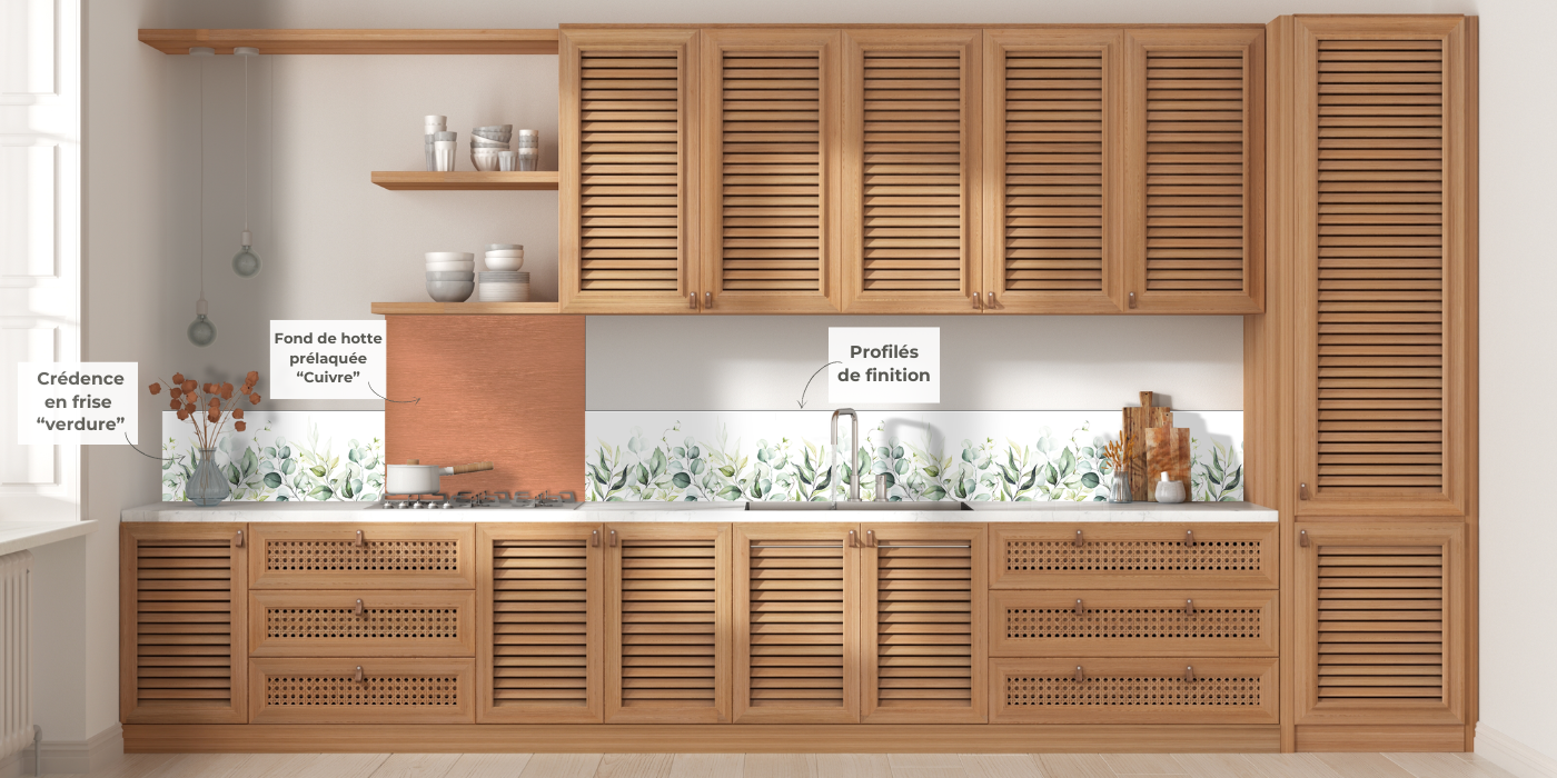 cr&eacute;dence d&eacute;corative + fond de hotte sp&eacute;cial gaz